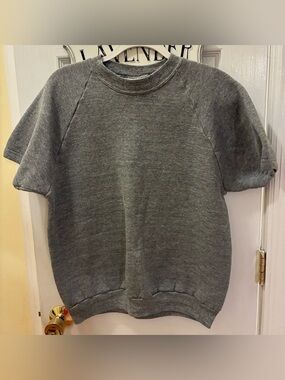 Vintage Activewear, USA, Men's Heather Gray Short-Sleeve Crewneck Sweatshirt